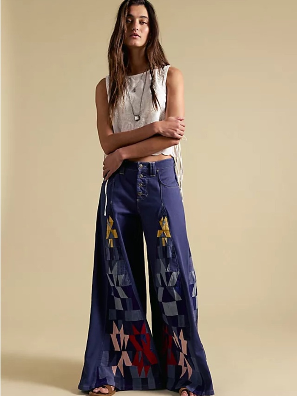 Free People We The Free Kaleidoscope Wide Leg Jeans